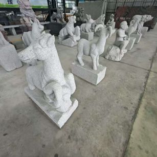 河源芝麻白雕刻 十二生肖 异形雕刻