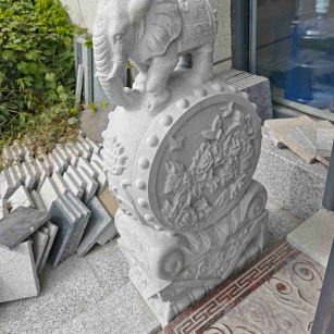 河源芝麻白抱鼓石 庭院抱鼓石