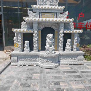 河源芝麻白中国黑石材套墓 花岗岩墓碑