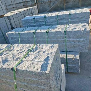 河源芝麻白自然面整石 坐凳